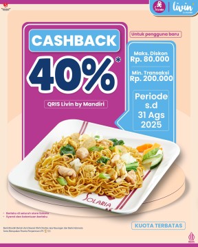 Promo cashback 40 persen Solaria Kamis, 28 Agustus 2025. (Instagram)